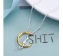 Crescent Moon Cat Pendant Necklace Jewellery Silver Gold Plated Cat Lover Gifts for Women & Girls