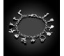 Silver Cute Charm Bracelet with Plane Car Shoe Lipstick Purse Ring Guitar Sandal For Girls and Women Freesize