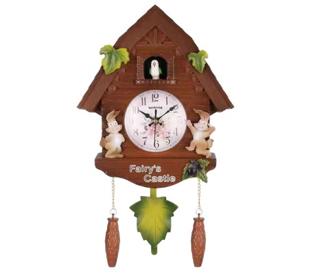 42cm x 26cm Cuckoo Bird Coming Out Wall Clock - Cuchoo Kuku Bird Alarm Bell Rabbit Music Clock for Living and Kids Room Home