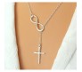 Infinity with Cross Hanging Necklace Pendant Combo Set of 2 Jewelry Accessory Gold + Silver Plated for Girls & Women