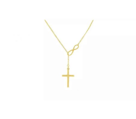 Infinity with Cross Hanging Necklace Pendant Jewelry Accessory Gold Plated for Girls & Women