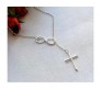 Infinity with Cross Hanging Necklace Pendant Jewelry Accessory Silver Plated for Girls & Women