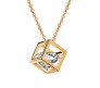 Cube Shape Pendant Solitaire Gold Necklace Valentine Anniversary Gift for Girls and Woman