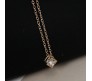 Cube Shape Pendant Solitaire Gold Necklace Valentine Anniversary Gift for Girls and Woman