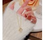 Cube Shape Pendant Solitaire Gold Necklace Valentine Anniversary Gift for Girls and Woman