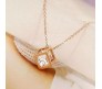 Cube Shape Pendant Solitaire Gold Necklace Valentine Anniversary Gift for Girls and Woman