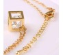 Cube Shape Pendant Solitaire Gold Necklace Valentine Anniversary Gift for Girls and Woman