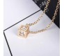 Cube Shape Pendant Solitaire Gold Necklace Valentine Anniversary Gift for Girls and Woman