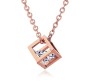 Cube Shape Pendant Solitaire Rose Gold Necklace Valentine Anniversary Gift for Girls and Woman 