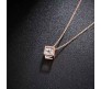 Cube Shape Pendant Solitaire Rose Gold Necklace Valentine Anniversary Gift for Girls and Woman 