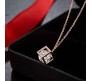 Cube Shape Pendant Solitaire Rose Gold Necklace Valentine Anniversary Gift for Girls and Woman 