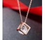 Cube Shape Pendant Solitaire Rose Gold Necklace Valentine Anniversary Gift for Girls and Woman 