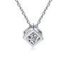 Cube Shape Pendant Solitaire Silver Necklace Valentine Anniversary Gift for Girls and Woman 