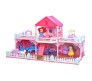 Big Size Large 137 Pcs Mansion Pink Doll House 2.5 Feet x 1.5 Feet x 1 Feet with 2 Dolls and All Doll House Furniture and Accessory for Girls Multicolor