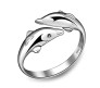 Double Dolphin Adjustable Ring Silver Plated for Women & Girls