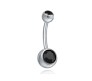 Double Stone Belly Button Ring Black Stainless Steel Navel Piercing Jewelry for Women and Girls