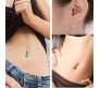 Double Stone Belly Button Ring Black Stainless Steel Navel Piercing Jewelry for Women and Girls