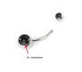 Double Stone Belly Button Ring Black Stainless Steel Navel Piercing Jewelry for Women and Girls