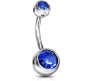 Double Stone Belly Button Ring Blue Stainless Steel Navel Piercing Jewelry for Women and Girls