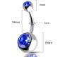 Double Stone Belly Button Ring Blue Stainless Steel Navel Piercing Jewelry for Women and Girls