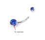 Double Stone Belly Button Ring Blue Stainless Steel Navel Piercing Jewelry for Women and Girls