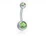 Double Stone Belly Button Ring Light Blue Stainless Steel Navel Piercing Jewelry for Women and Girls