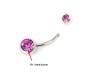 Double Stone Belly Button Ring Purple Stainless Steel Navel Piercing Jewelry for Women and Girls