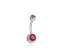 Double Stone Belly Button Ring Red Stainless Steel Navel Piercing Jewelry for Women and Girls