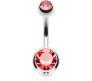 Double Stone Belly Button Ring Red Stainless Steel Navel Piercing Jewelry for Women and Girls