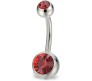 Double Stone Belly Button Ring Red Stainless Steel Navel Piercing Jewelry for Women and Girls