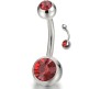 Double Stone Belly Button Ring Red Stainless Steel Navel Piercing Jewelry for Women and Girls