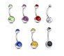 Double Stone Belly Button Ring Combo Set of 7 Stainless Steel Navel Piercing Jewelry for Women and Girls