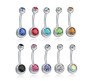 Double Stone Belly Button Ring Combo Set of 7 Stainless Steel Navel Piercing Jewelry for Women and Girls