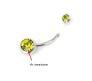 Double Stone Belly Button Ring Yellow Stainless Steel Navel Piercing Jewelry for Women and Girls