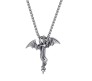 Punk Stailess Steel Dragon Sword Wing Fashion Pendant Necklaces with Hip Hop Chain For Men & Boys