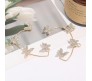 Pair of Stylish Korean No Piercing Butterfly Ear Crawler Cuff Earrings Gold Ear Wrap Slider 2Pcs Set For Women And Girls 