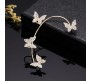 Pair of Stylish Korean No Piercing Butterfly Ear Crawler Cuff Earrings Gold Ear Wrap Slider 2Pcs Set For Women And Girls 