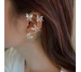 Pair of Stylish Korean No Piercing Butterfly Ear Crawler Cuff Earrings Silver Ear Wrap Slider 2Pcs Set For Women And Girls 