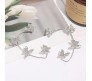 Pair of Stylish Korean No Piercing Butterfly Ear Crawler Cuff Earrings Silver Ear Wrap Slider 2Pcs Set For Women And Girls 