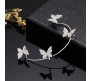 Pair of Stylish Korean No Piercing Butterfly Ear Crawler Cuff Earrings Silver Ear Wrap Slider 2Pcs Set For Women And Girls 