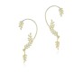 Pair of Stylish Korean No Piercing Leaves Ear Crawler Cuff Earrings Gold Ear Wrap Slider 2Pcs Set For Women And Girls 