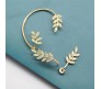 Pair of Stylish Korean No Piercing Leaves Ear Crawler Cuff Earrings Gold Ear Wrap Slider 2Pcs Set For Women And Girls 