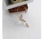 Pair of Stylish Korean No Piercing Leaves Ear Crawler Cuff Earrings Gold Ear Wrap Slider 2Pcs Set For Women And Girls 