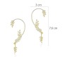 Pair of Stylish Korean No Piercing Leaves Ear Crawler Cuff Earrings Gold Ear Wrap Slider 2Pcs Set For Women And Girls 