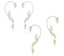 2 Pair of Stylish Korean No Piercing Leaves Ear Crawler Cuff Earrings Silver and Gold Ear Wrap Slider 4Pcs Set For Women And Girls 