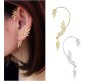 2 Pair of Stylish Korean No Piercing Leaves Ear Crawler Cuff Earrings Silver and Gold Ear Wrap Slider 4Pcs Set For Women And Girls 