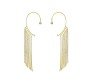 Pair of Stylish Korean No Piercing Tassel Long Ear Crawler Cuff Earrings Gold Ear Wrap Slider Rhinestone 2Pcs Set For Women And Girls