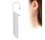 2 Pair of Stylish Korean No Piercing Tassel Long Ear Crawler Cuff Earrings Gold Silver Ear Wrap Slider Rhinestone 4Pcs Set For Women And Girls