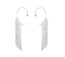 Pair of Stylish Korean No Piercing Tassel Long Ear Crawler Cuff Earrings Silver Ear Wrap Slider Rhinestone 2Pcs Set For Women And Girls