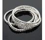 Elastic Fashion Silver Tone Crystal Rhinestone Ankle Anklet Bracelet Stylish Single Row Set of 3 for Women and Girls